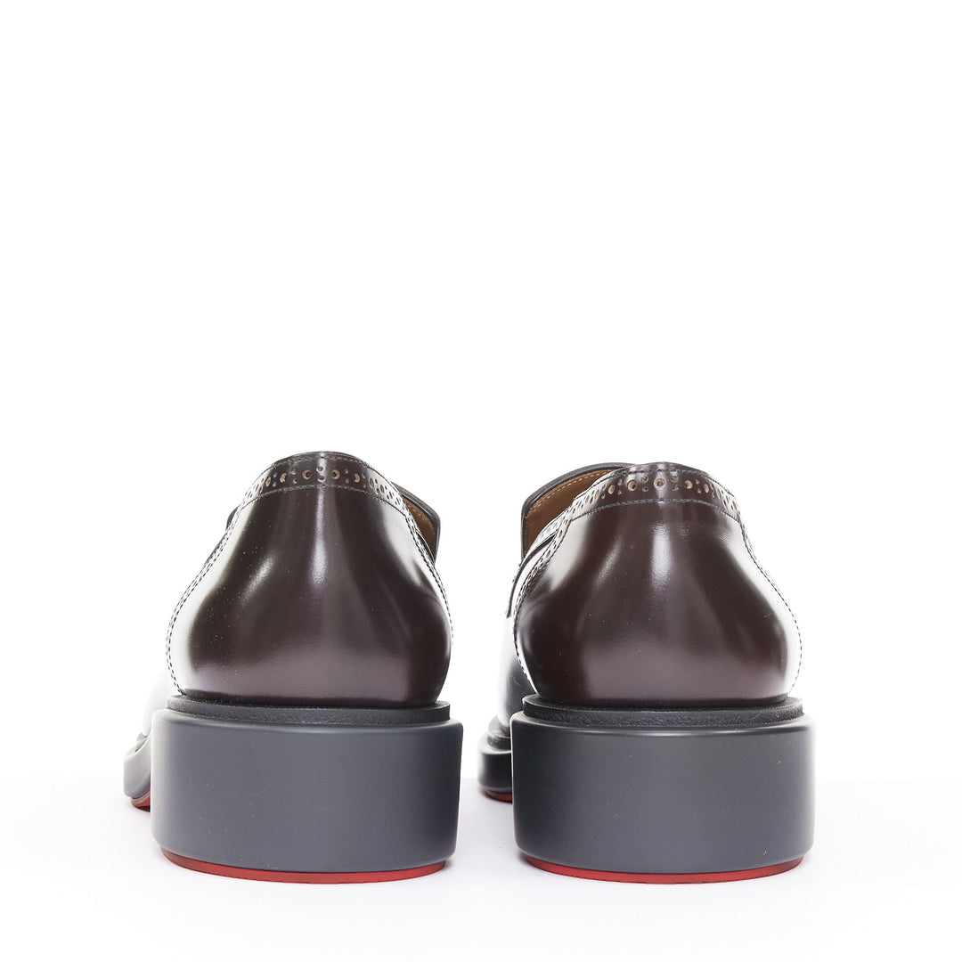 CHRISTIAN LOUBOUTIN Daniloumoc Urban burgundy black leather tassel loafer EU43