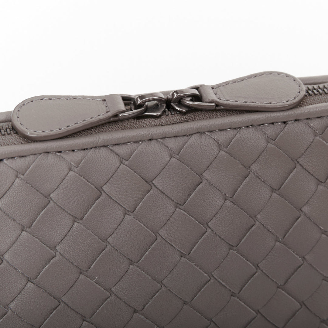 BOTTEGA VENETA Intrecciato leather grey travel vanity wash vanity cosmetic pouch