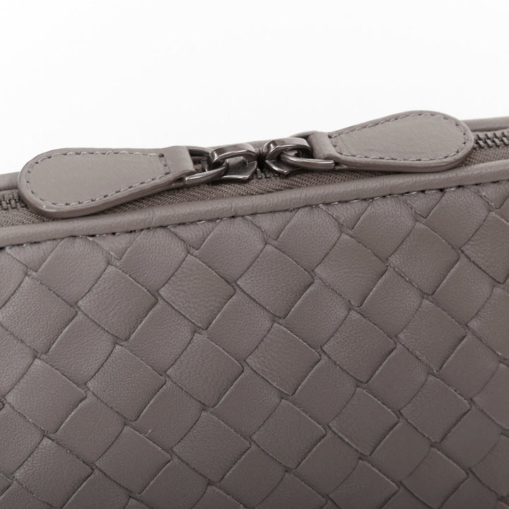 BOTTEGA VENETA Intrecciato leather grey travel vanity wash vanity cosmetic pouch
