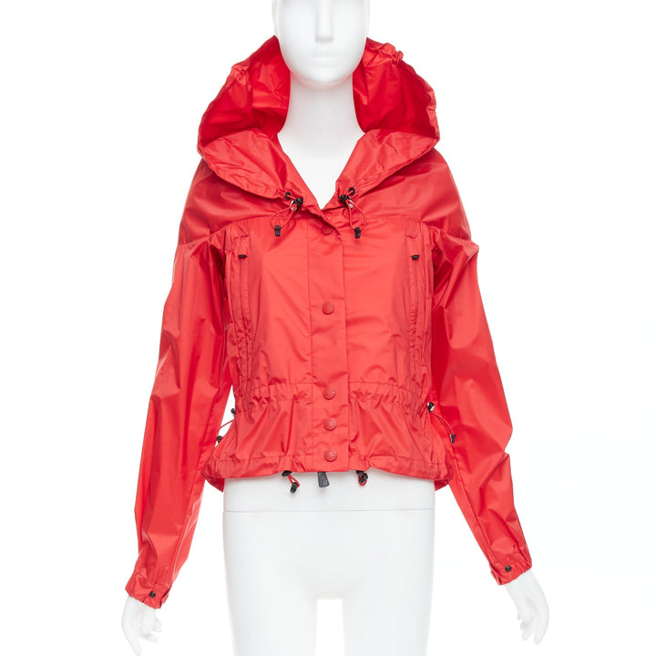 MONCLER Grenoble red oversized hood nylon windbreaker coat Sz0