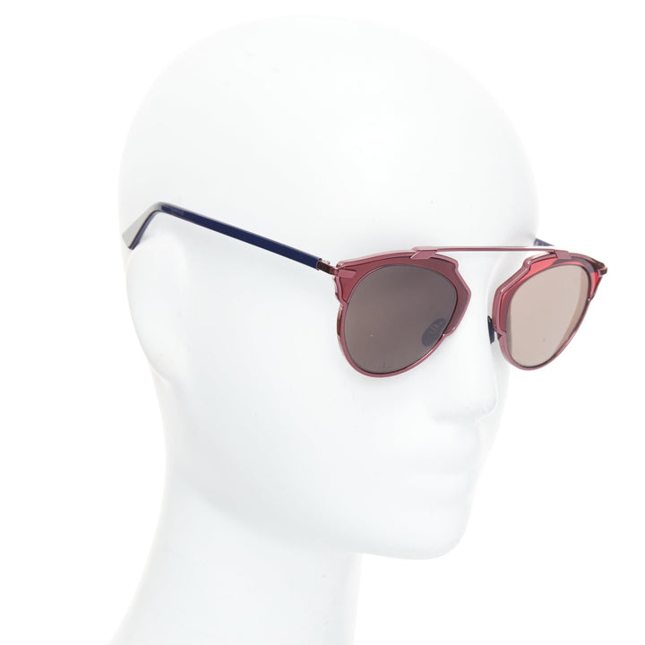 DIOR SoReal NSZL3 burgundy blue metal bridge aviator sunglasses