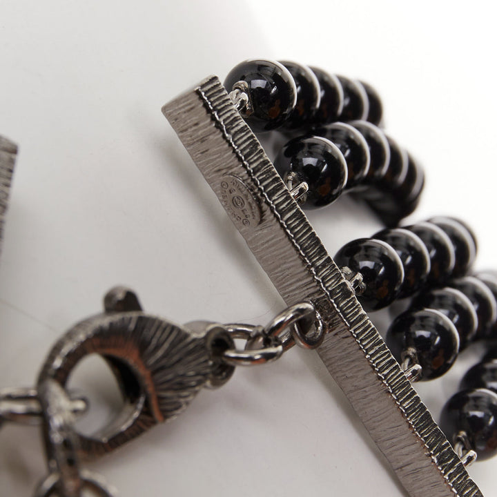 CHANEL 13B black white grey ombre CC multi-strand resin pearl collar necklace