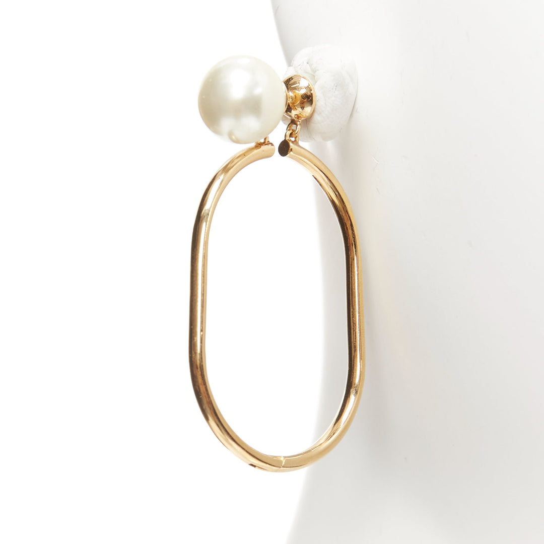 Female mannequin wearing Dior Tribale Gold Faux Pearl Women Jewelry Earring in Size  | Available at JHROP