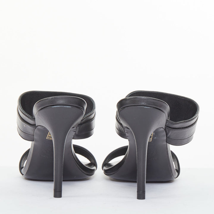 VERSACE Medusa Tribute gold buckle black leather high heel sandal EU38