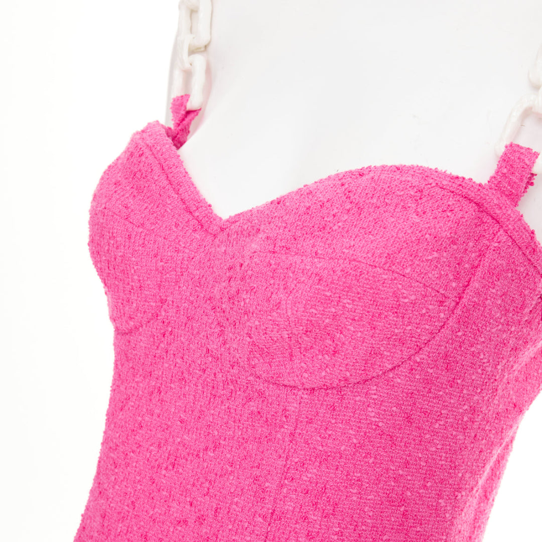 MOSCHINO Cheap and Chic Chunky Chain barbie pink boucle dress IT44 L