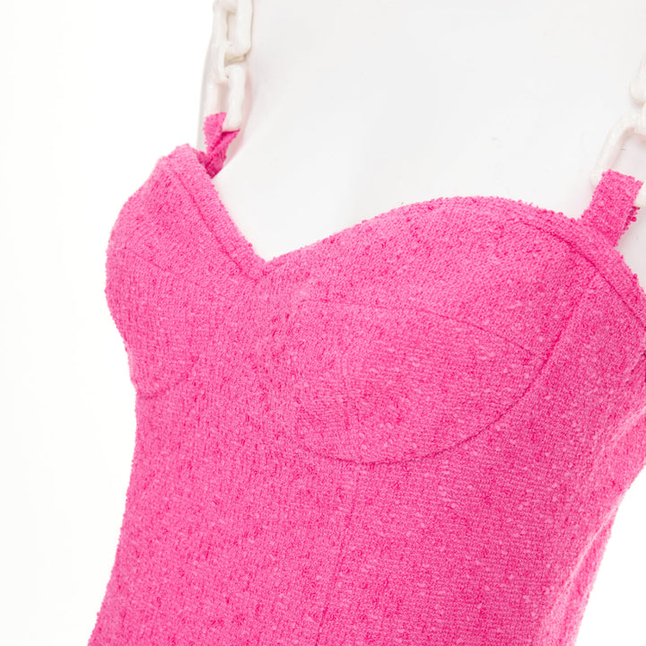 MOSCHINO Cheap and Chic Chunky Chain barbie pink boucle dress IT44 L