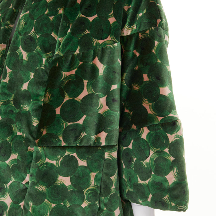 DRIES VAN NOTEN 2024 Violini Abstract Print green velvet cocoon jacket M