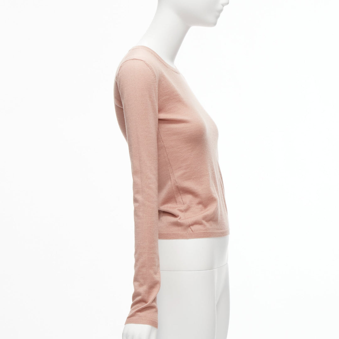 MIU MIU blush pink lux shine crew neck long sleeve knit sweater IT38 M