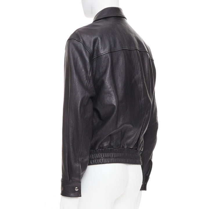 COOR black A2 lambskin leather flap pocket flight bomber jacket outerwear M