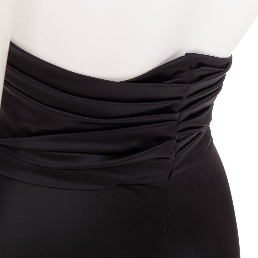 ALEXANDRE VAUTHIER black shiny high waisted wide cummerbund belt pants