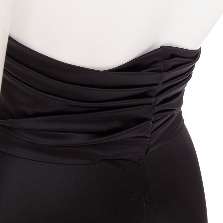 ALEXANDRE VAUTHIER black shiny high waisted wide cummerbund belt pants