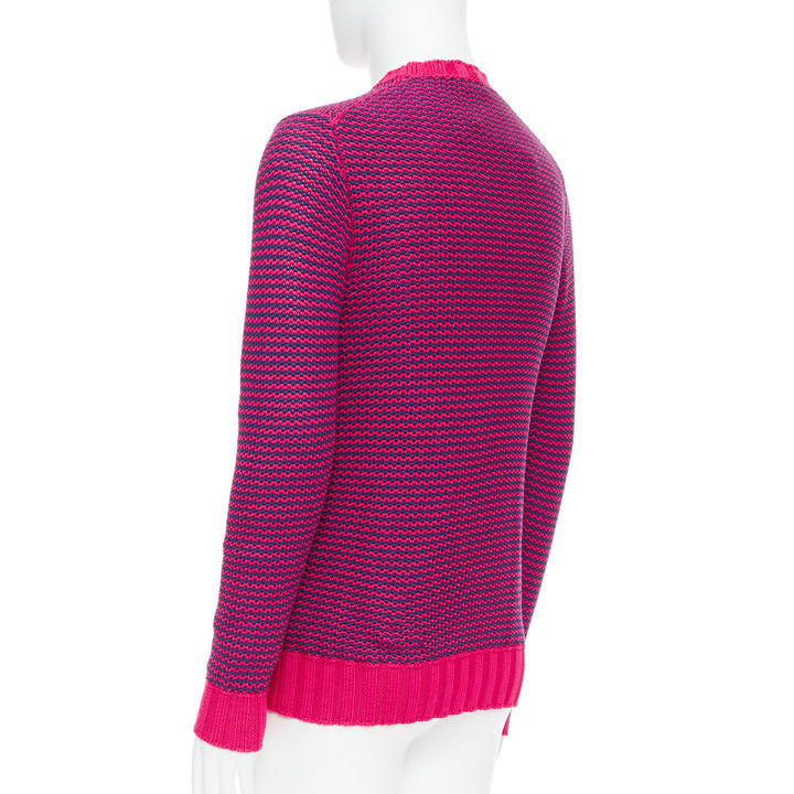 DRUMOHR pink violet cotton knit scallop collar crew sweater IT48 M