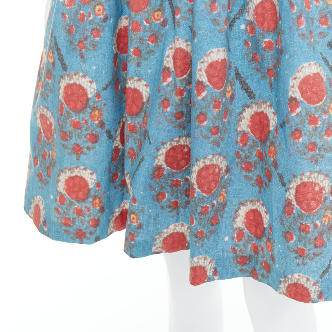 OSCAR DE LA RENTA blue red vintage print cocktail dress US0 XS Taylor Swift
