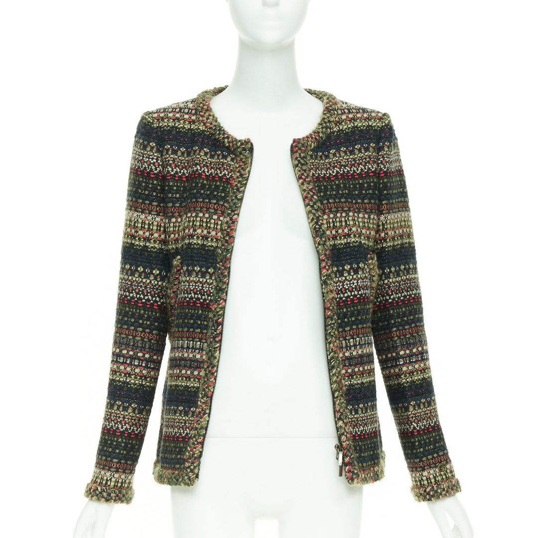 CHANEL 15A Runway Paris-Salzburg  Lesage Tyrolean tweed button jacket FR42 XL