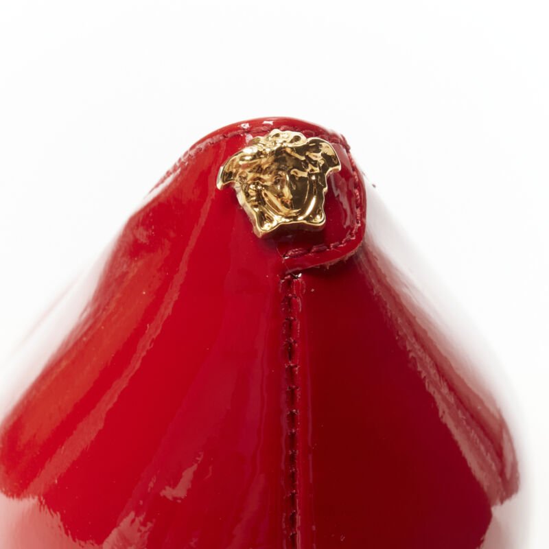 VERSACE Hibiscus Barocco gold sole red patent Medusa stud pump EU39 US9