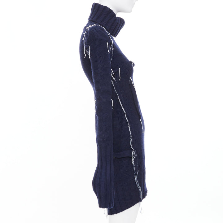 MAISON MARTIN MARGIELA H&M 2012 Re-Edition navy darted merino wool knit dress XS