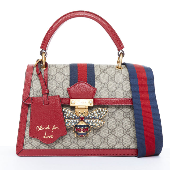 GUCCI 2017 Queen Margaret small GG supreme canvas leather top handle bag