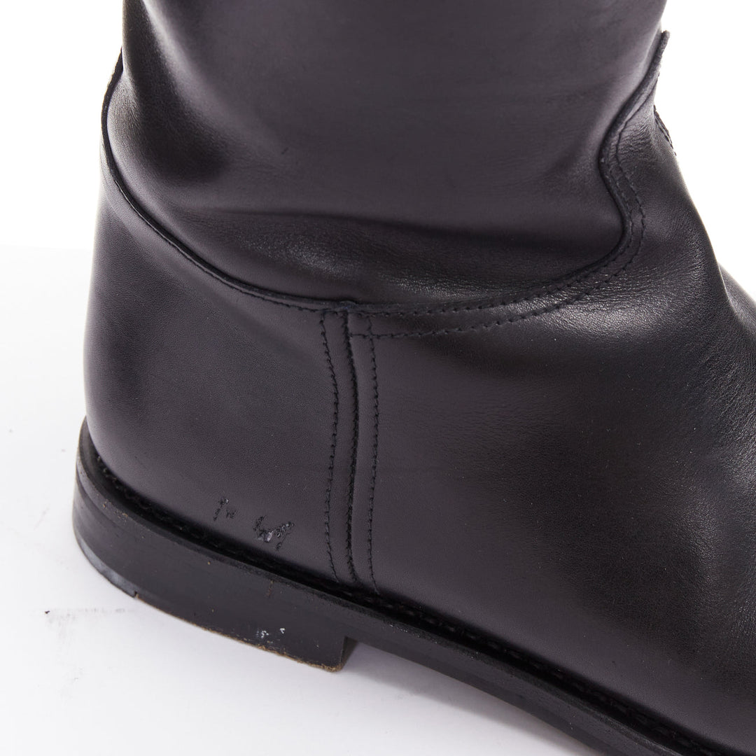 CHURCH'S Michelle G. black leather silver buckle tall riding boots EU37