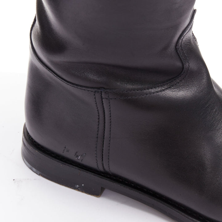 CHURCH'S Michelle G. black leather silver buckle tall riding boots EU37