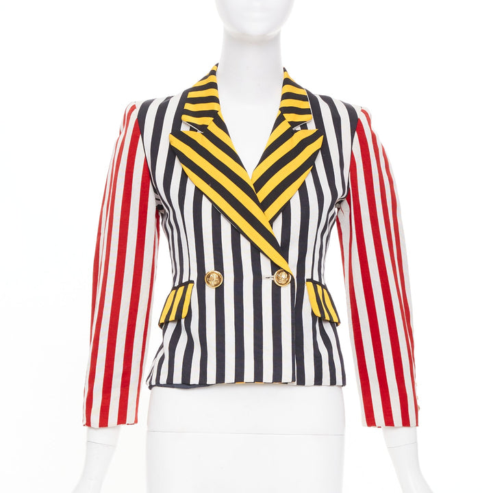 MOSCHINO Cheap & Chic Vintage striped cotton blend cropped blazer IT38 XS
