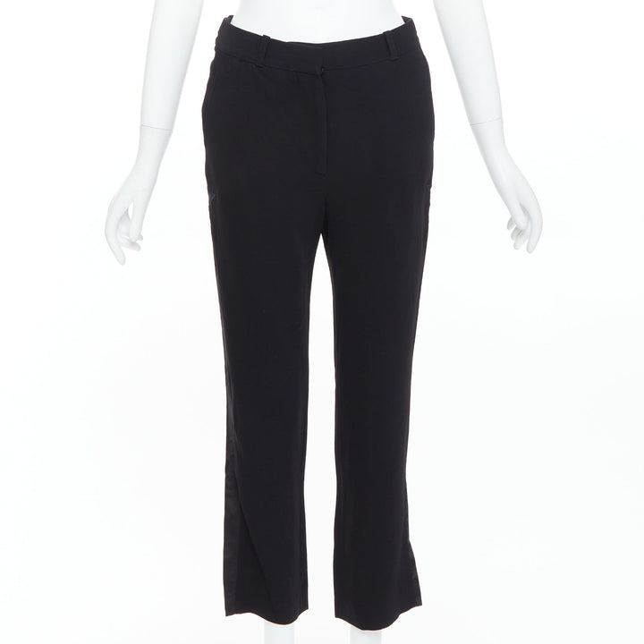 GIVENCHY black star applique silk trim flare cropped trousers FR34 XS