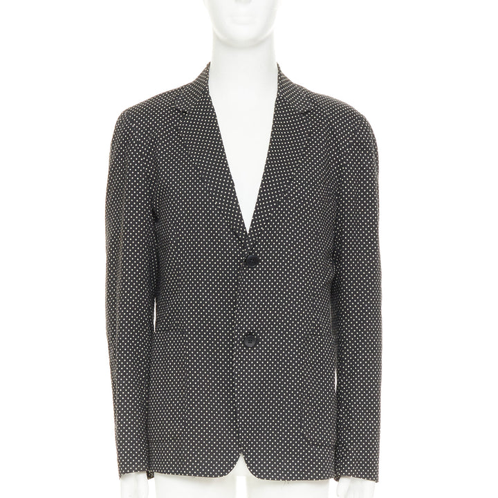 YOHJI YAMAMOTO Pour Homme black white polka dot unstructured blazer JP3 L