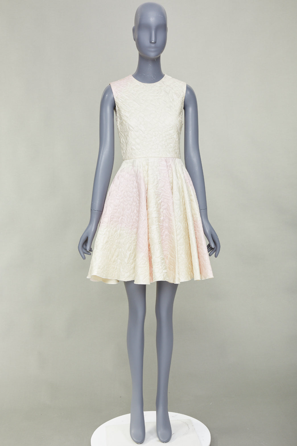 GIAMBATTISTA VALLI 2017 champagne pink cloque jacquard flare dress IT42 M