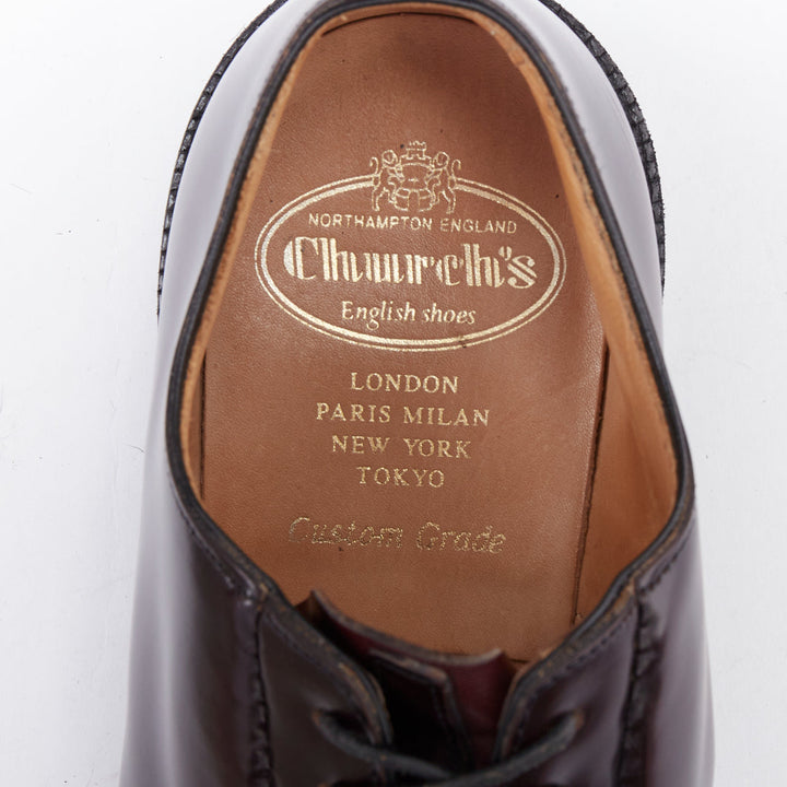 CHURCH'S Shannon burgundy smooth leather lace up classic loafers UK6 EU40