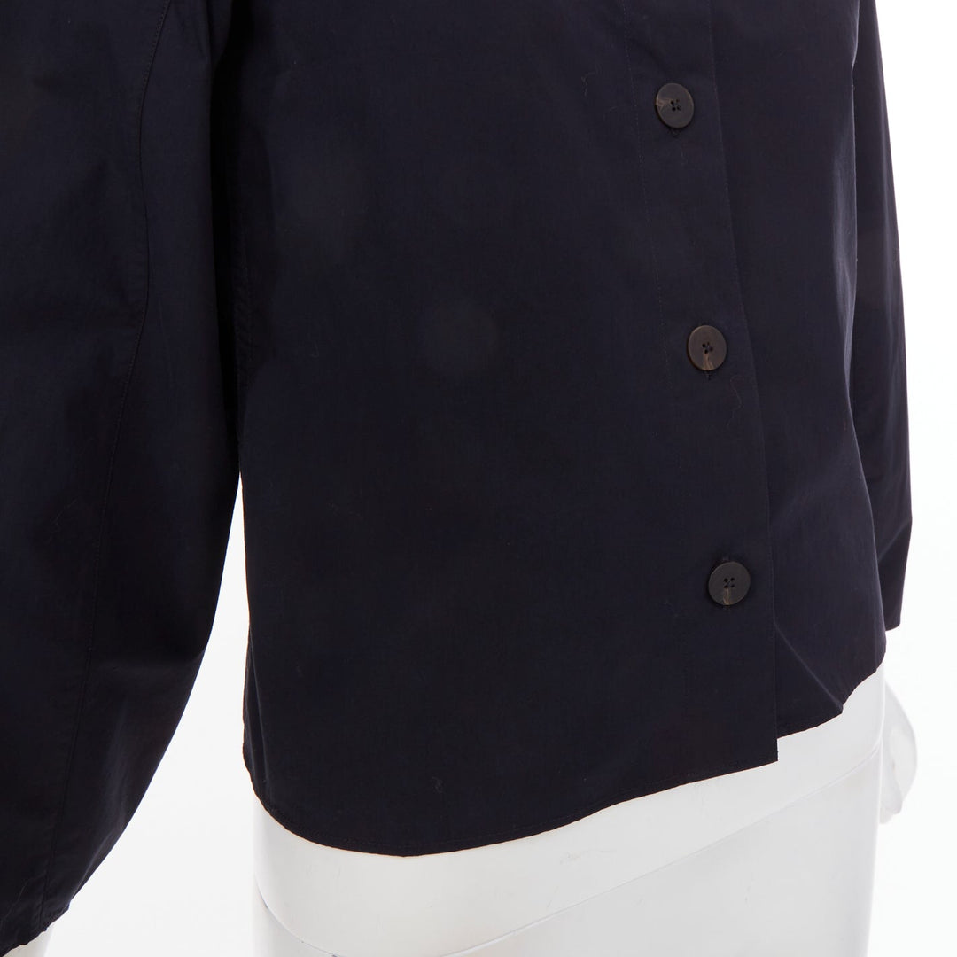 STUDIO NICHOLSON 2022 Mulder navy powder cotton volume sleeve blouse US 00 XXS