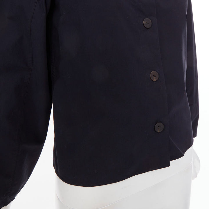 STUDIO NICHOLSON 2022 Mulder navy powder cotton volume sleeve blouse US 00 XXS