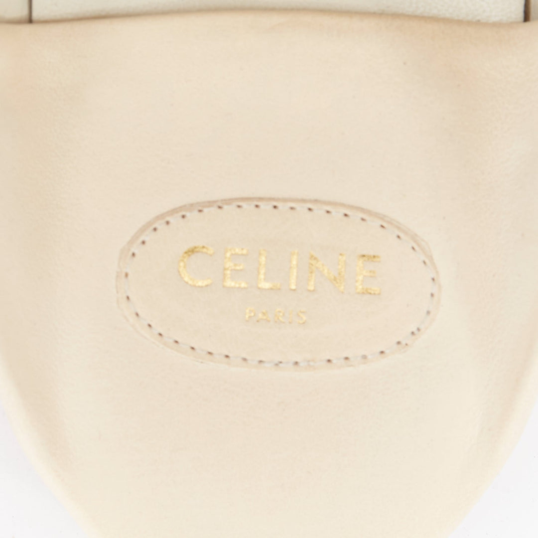 CELINE 2020 Janco Babouche off white leather gold logo step back slipper EU37