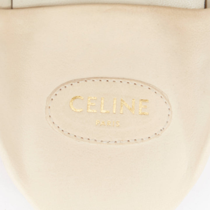 CELINE 2020 Janco Babouche off white leather gold logo step back slipper EU37