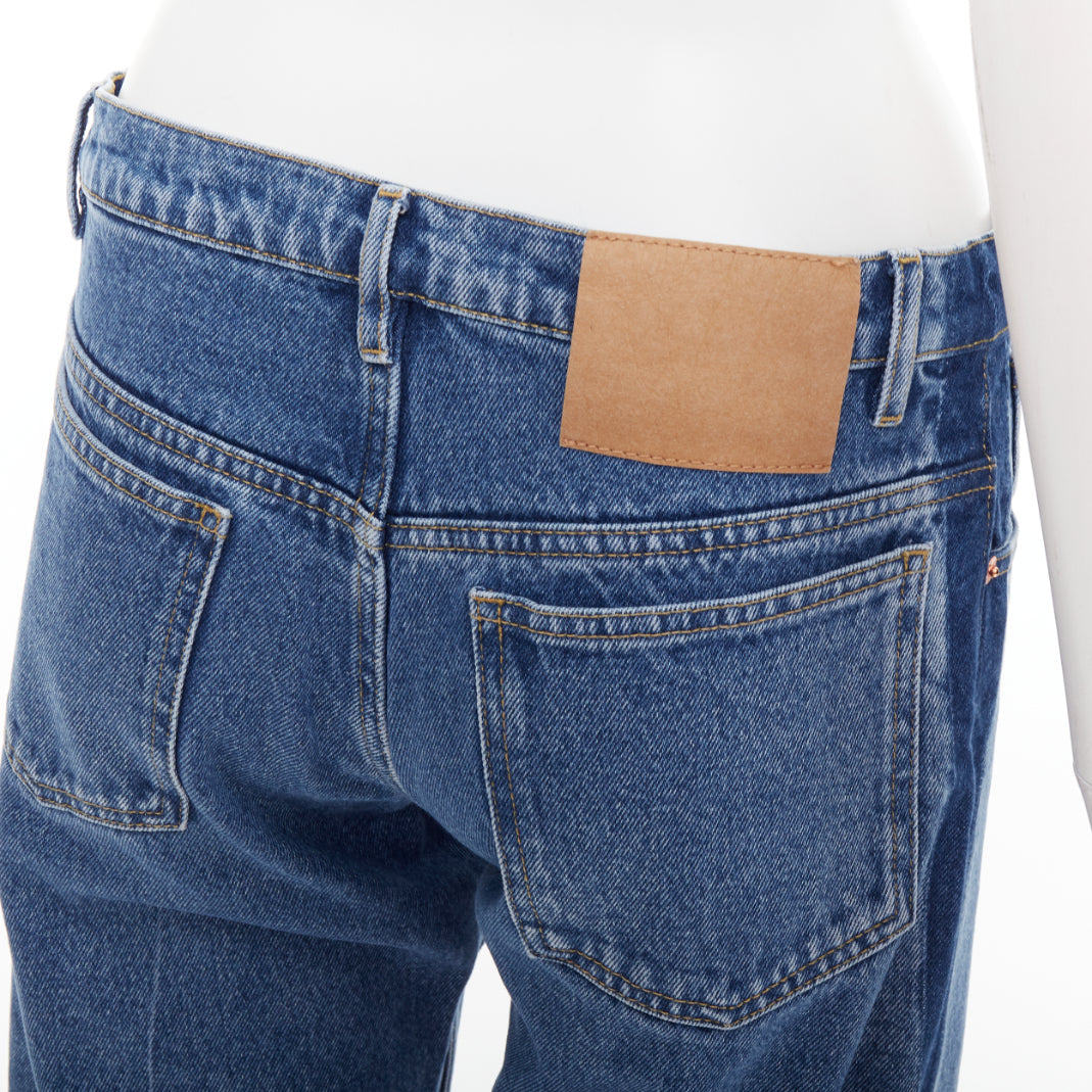 BALENCIAGA blue washed contrast side low waist wide cropped jeans FR36 S