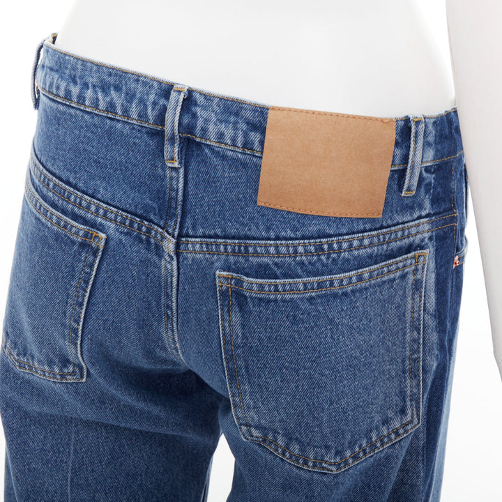 BALENCIAGA blue washed contrast side low waist wide cropped jeans FR36 S