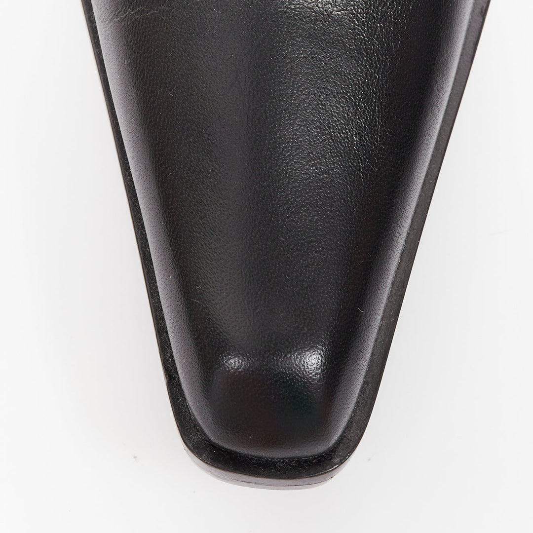 SAINT LAURENT 2020 Runway Niki black leather square toe over the knee boots EU39
