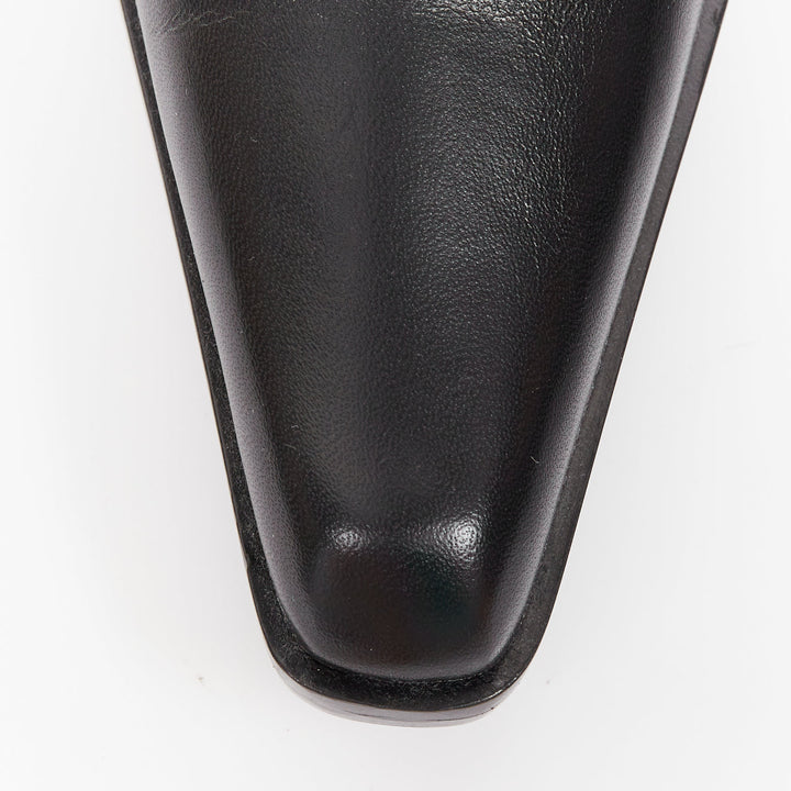 SAINT LAURENT 2020 Runway Niki black leather square toe over the knee boots EU39