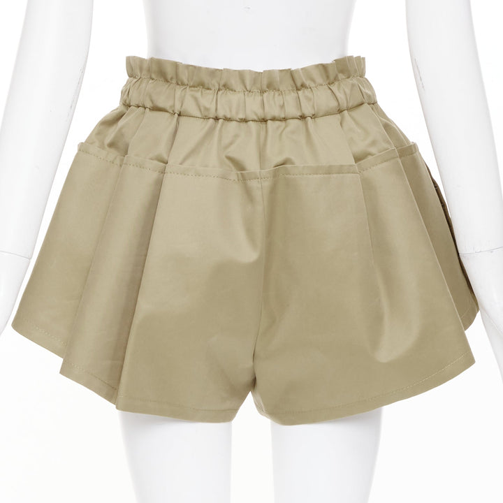 SACAI 2024 beige khaki cotton paperbag drawstring utility bubble shorts JP1 S