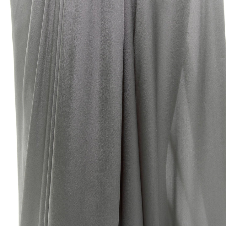 ALEXANDRE VAUTHIER COUTURE steel grey ruched draped strapless high slit gown