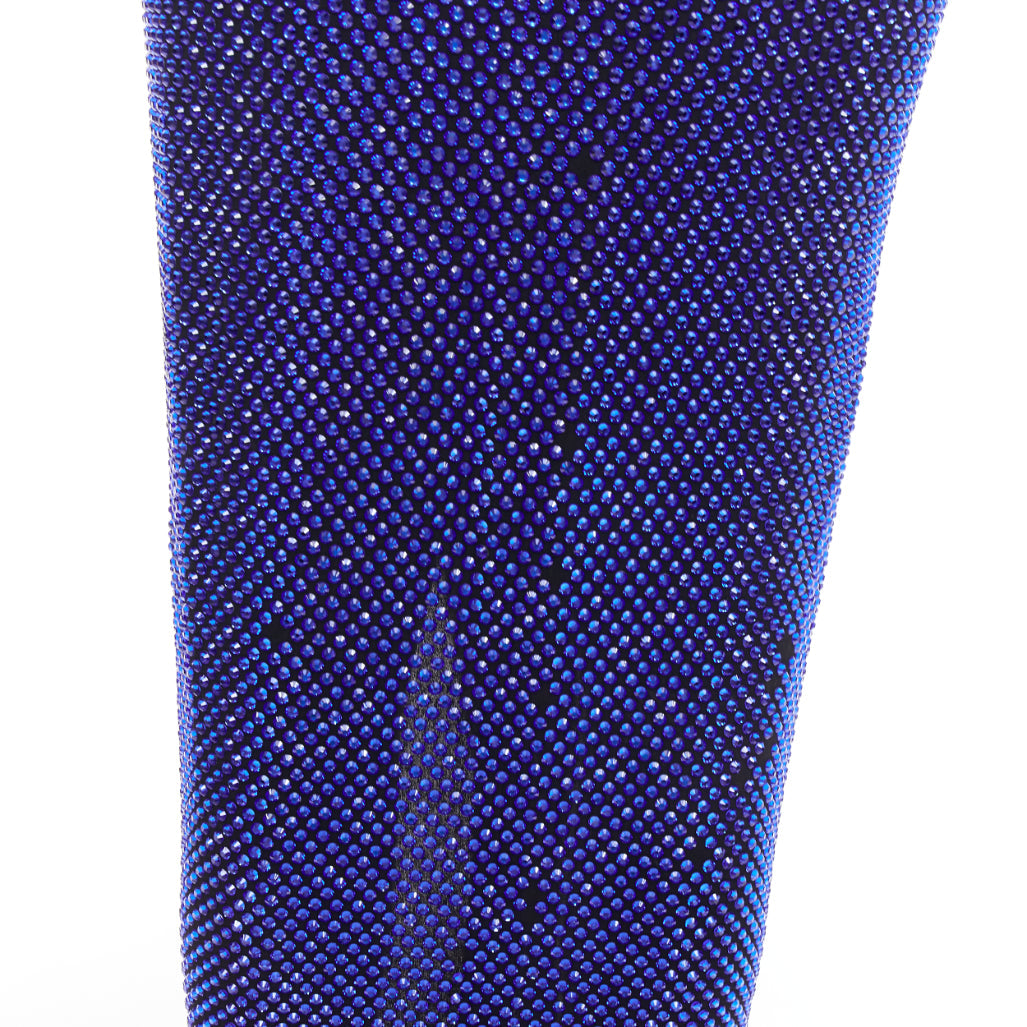 ALEXANDRE VAUTHIER  blue black strass sweetheart bustier high slit gown