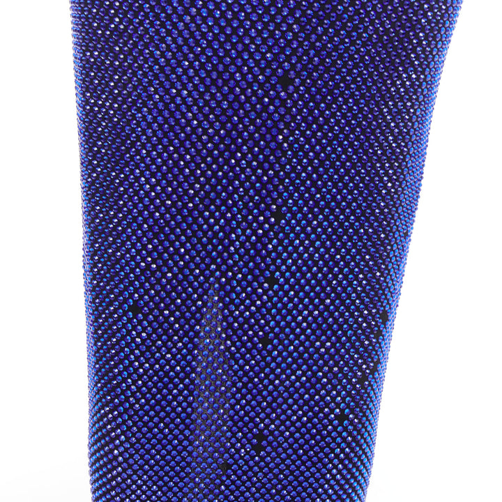 ALEXANDRE VAUTHIER  blue black strass sweetheart bustier high slit gown