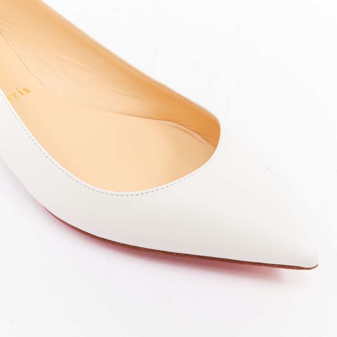 CHRISTIAN LOUBOUTIN Ballalla white leather point toe ballerina flats EU38
