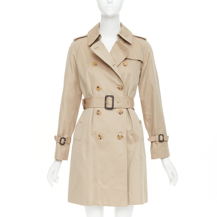 MACKINTOSH beige cotton horn buttons double breasted classic trench FR32 XXS