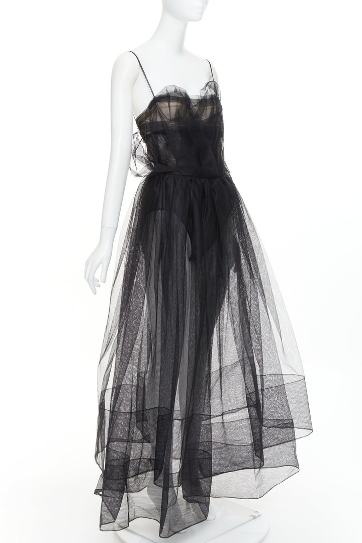 rare ALEXANDRE VAUTHIER COUTURE AW2017 Runway black sheer tulle flared dress