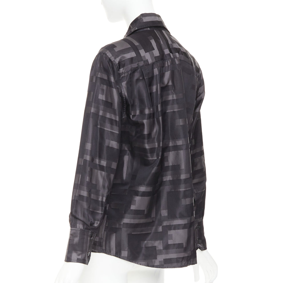 GUCCI SS1998 Tom Ford Vintage black grey geometric Square jacquard shirt IT38 XS