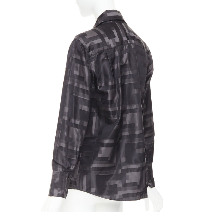 GUCCI SS1998 Tom Ford Vintage black grey geometric Square jacquard shirt IT38 XS