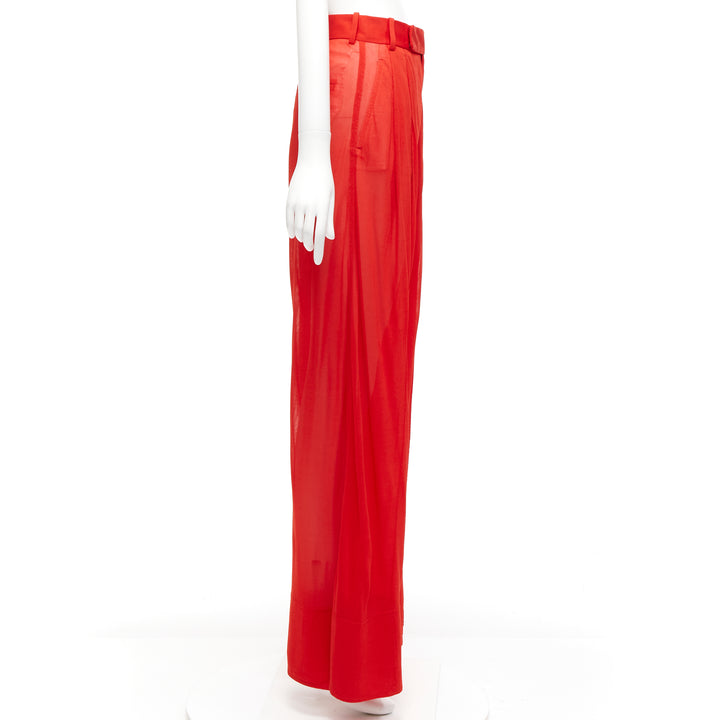OLD CELINE Phoebe Philo red sheer solid seam wide leg pants FR36 S