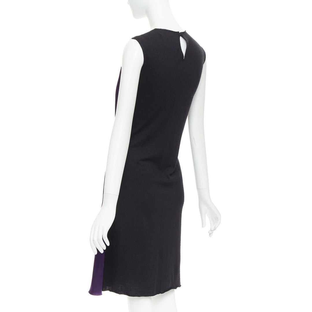 LANVIN 2006 Runway purple nude silk gathered panelled cocktail dress FR36 S