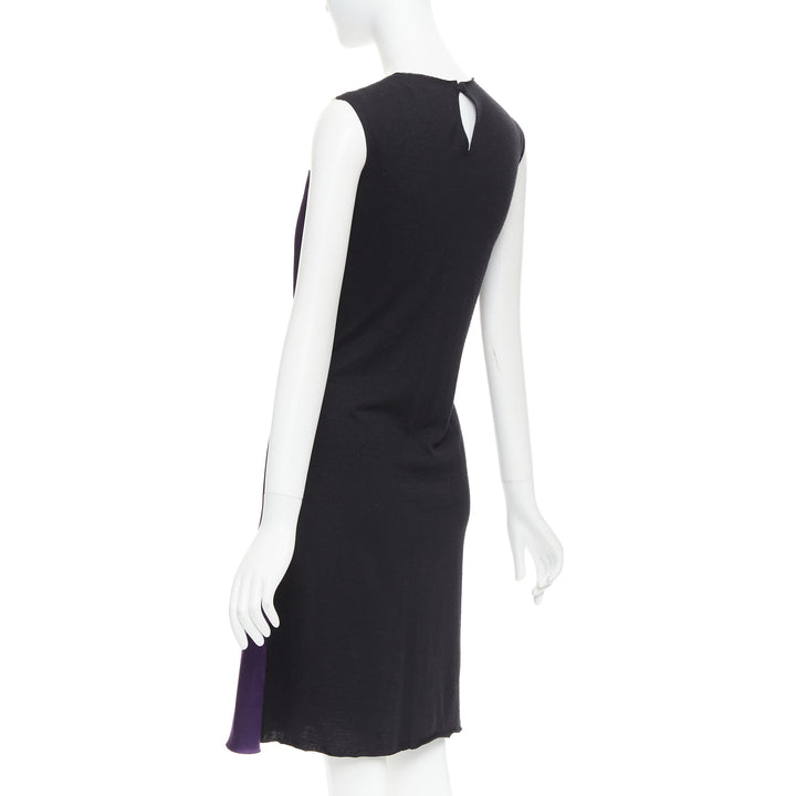 LANVIN 2006 Runway purple nude silk gathered panelled cocktail dress FR36 S