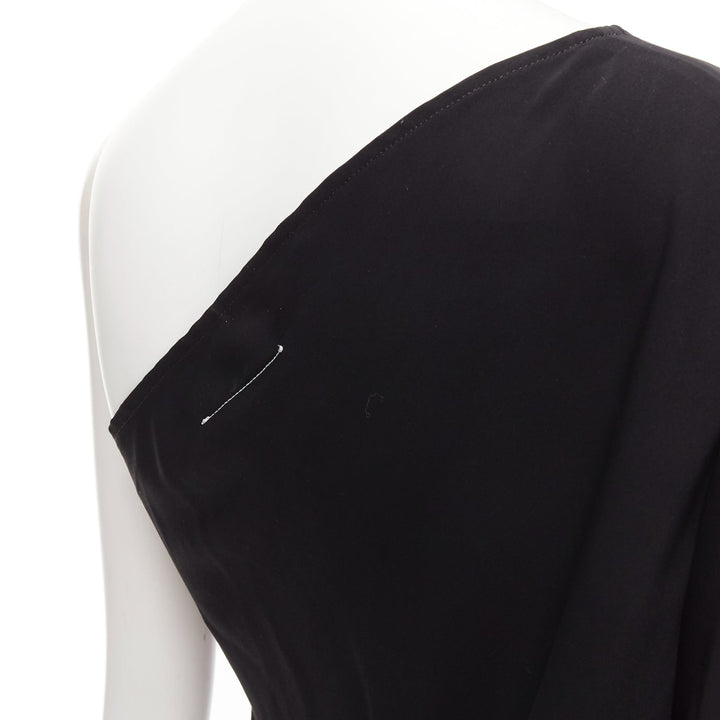 MAISON MARGIELA MM6 black one shoulder drape cut cropped jumpsuit FR36 S