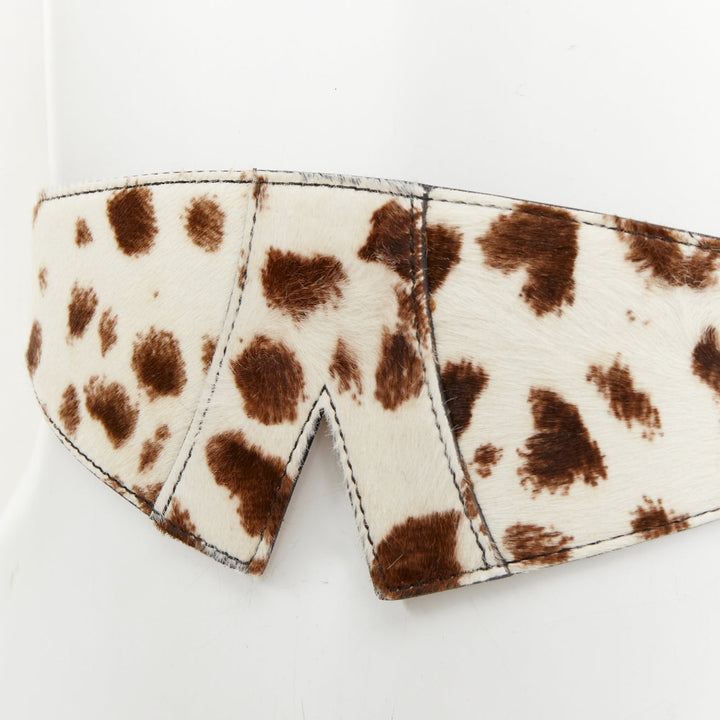 ALAIA cream brown animal print pony hair architectural waist corset belt 65cm